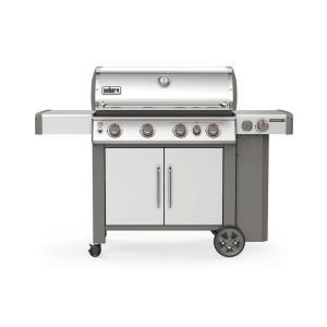 Genesis II S-435 4-Burner Propane Gas Grill in Stainless with Built-In Thermometer and Side Burner