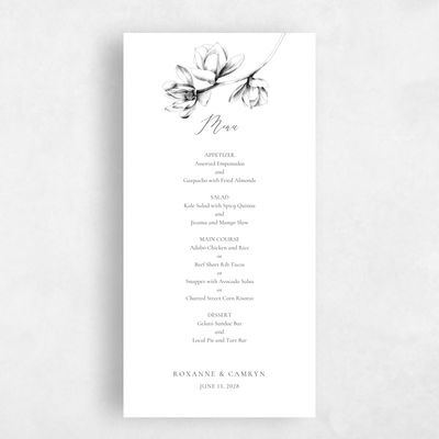 White Wedding Menu - Novela