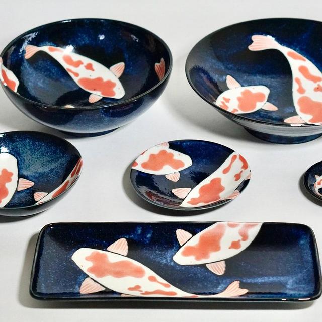 Koi Fish Ramen Bowl/Plate｜Japanese Mino Ware｜Made in Japan｜Tableware Set