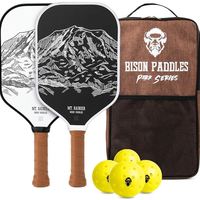 Bison Paddles: Carbon Fiber Pickleball Paddle Set of 2 - National Parks Edition | Durable Unibody Construction | Textured Carbon Fiber Surface | Every Purchase Helps Fund National Parks