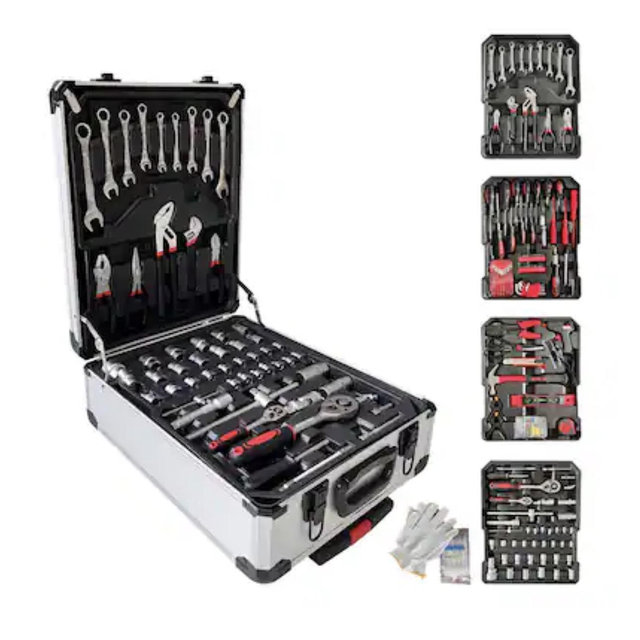 Sugift - 399-Piece Home Repair Tool Box, Tool Set Kit with 4 Drawers And Wheels - Black