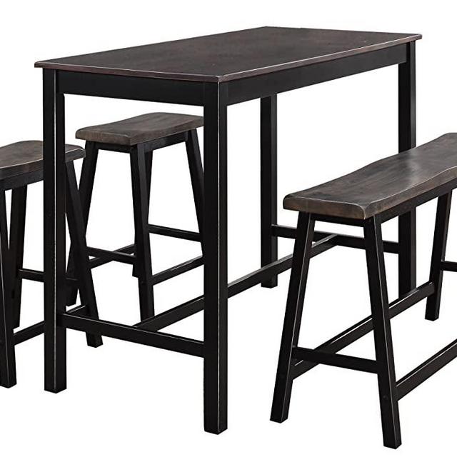 Homelegance Visby 4-Piece Counter Height Dining Set, Brown/Black