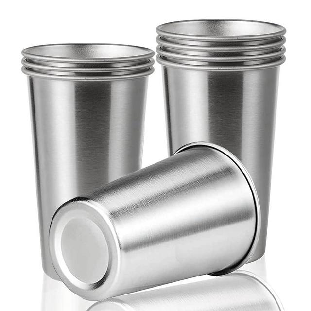 SMLIXE 8 Pack 24oz Stainless Steel Pint Cup,Healthy Unbreakable and Stackable,Metal Drinking Glasses