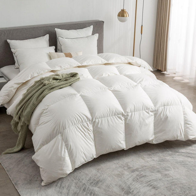 Dream Boat King Size All Season Feather Down Comforter 100% Organic Cotton Shell Medium Warm Breathable Duvet Insert