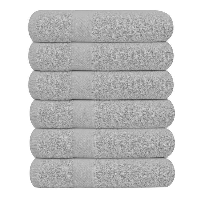 KAHAF COLLECTION Pack of 6 Bath Towels 27 x 54 Inches, 100% Cotton, Larger & Lighter Weight, Quicker to Dry, Super Soft and Absorbent, Perfect for Bathroom (Light Grey, Pack of 6 (27''x54''))