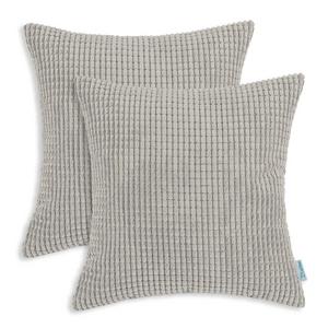 Qingdao Ray Trading Co., Ltd. - Pack of 2, CaliTime Throw Pillow Covers Cases for Couch Sofa Bed, Comfortable Supersoft Corduroy Corn Striped Both Sides, 20 X 20 Inches, Taupe