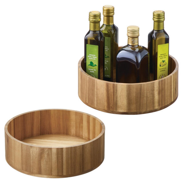 iDesign 10-Inch Round Acacia Wood Lazy Susan - Set of 2 - Natural