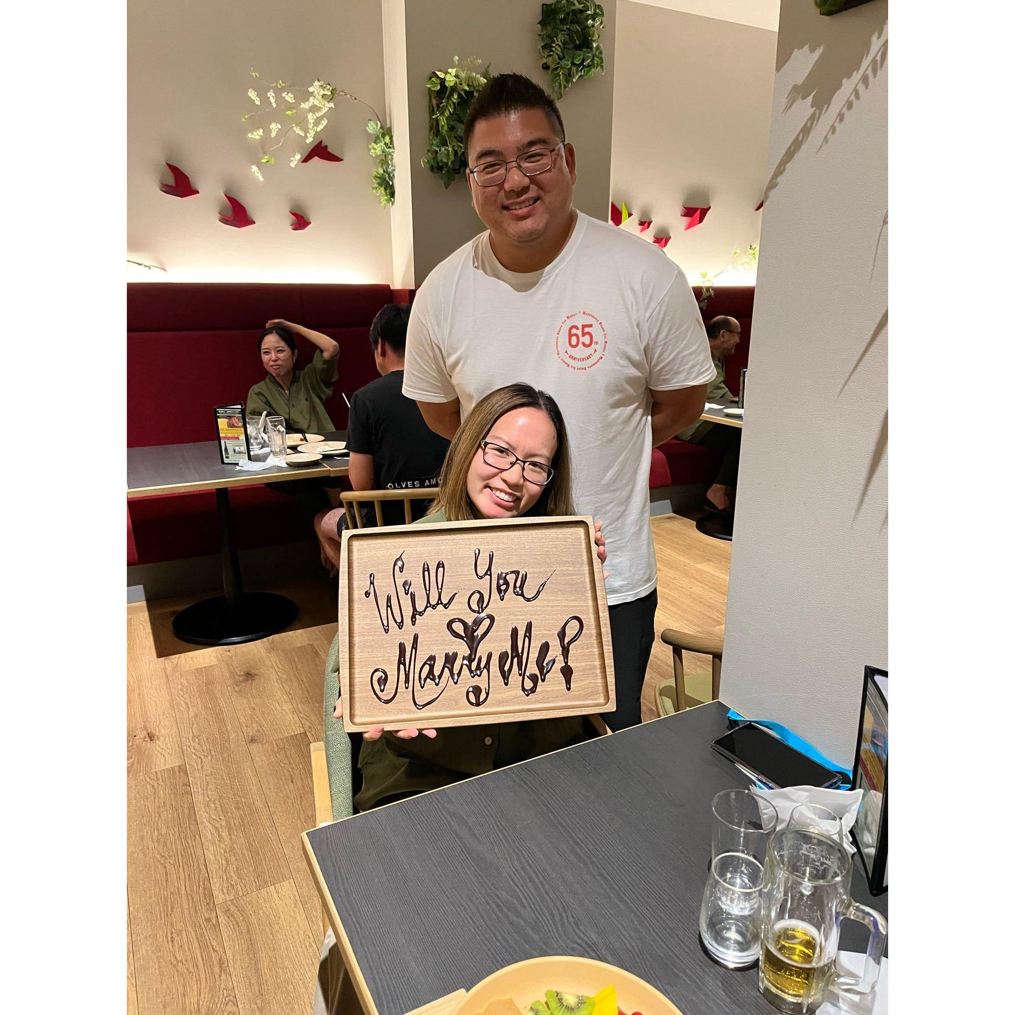 Night he proposed while touring in Hakone, Japan.  September 8, 2024.