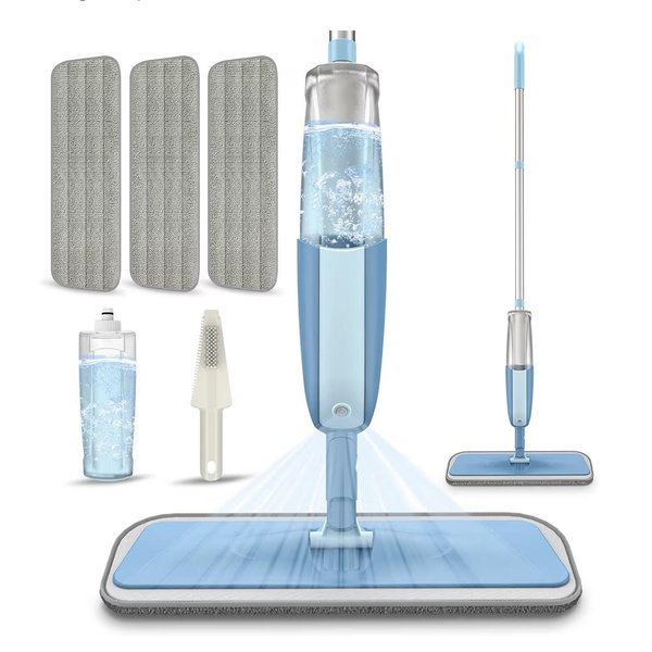 Spray Wet Mops for Hardwood Floor Cleaning: MEXERRIS Floor Mop with 3 Washable Pads for Swiffer Powermop - Refillable Dust Dry Mop Home Commercial Mops for Wood Laminate Ceramic Tiles Vinyl