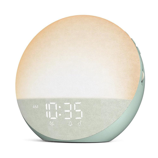 Sunrise Alarm Clock White Noise Machine: Natural Wake Up Light - Dimmable Clock with Bluetooth Speaker for Bedroom - 25 Sleep Sounds for Baby Adults Kids Sage Green