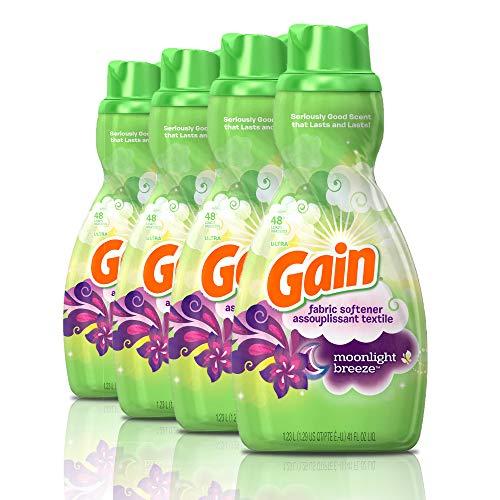 Gain Liquid Fabric Conditioner (Fabric Softener), Moonlight Breeze, 41 Oz Bottles, 4 Pack, 192 Loads Total