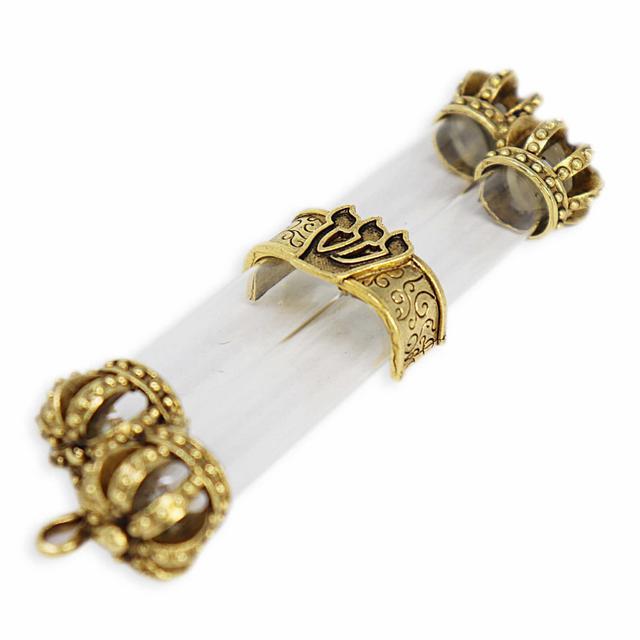 Gold Crowns Wedding Breaking Glass Keepsake Mezuzah Case