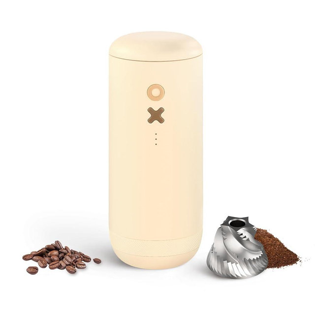 Nuttii Burr Coffee Grinder – Electric, Portable, Small, Quiet Adjustable Conical Burr Coffee Bean Mill, 20 Grind Settings for Espresso, Pour-Over, French Press Moka, A TIMEMORE Brand (Almond Cream)