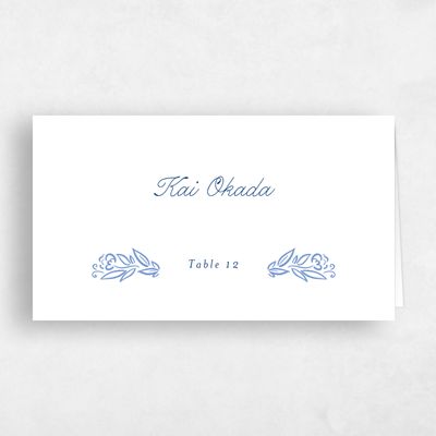 Blue Vintage Wedding Place Card - Pienza
