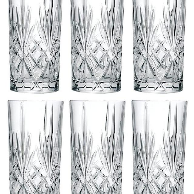 Highball - Glass - Set of 6 - Hiball Glasses - Crystal Glass - Beautifully Designed - Drinking Tumblers - for Water , Juice , Wine , Beer and Cocktails - 12 oz. - by Barski - Made in Europe