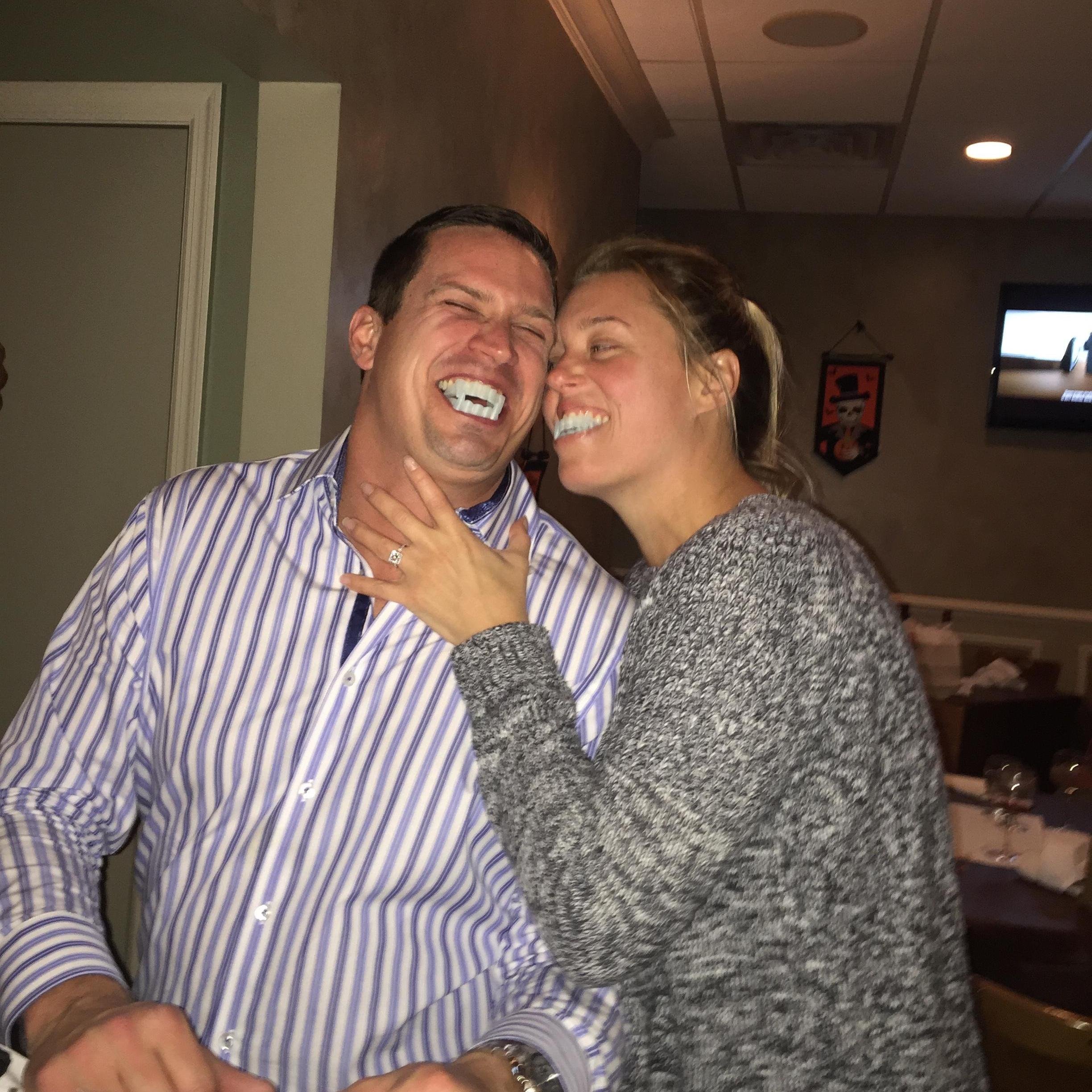 Being goofy on Halloween 2017 at our favorite spot, Osso Bucco.