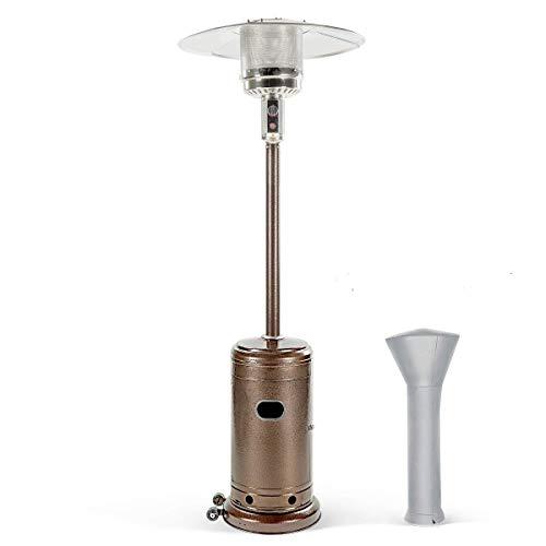 PAMAPIC Patio Heater, 46000 BTU Commercial Gas Outdoor Heater - 88 Inches Tall Standing Patio Heater with Cover, Hammered Bronze