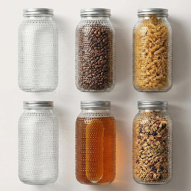 WELLIFE 6 Pack 64 oz Mason Jars Wide Mouth,Large Mason Jars for Pickling, Canning, Fermenting and Food Storage, Microwave & Dishwasher Safe