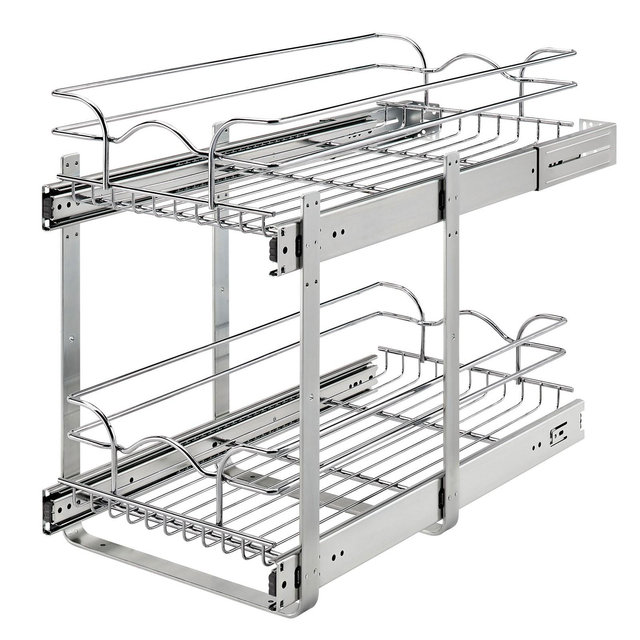 Rev-A-Shelf 2-Tier Kitchen Cabinet Pullout Shelf and Drawer Organizer Slide Out Pantry Storage Basket in Multiple Sizes, 12 x 22 In, 5WB2-1222CR-1