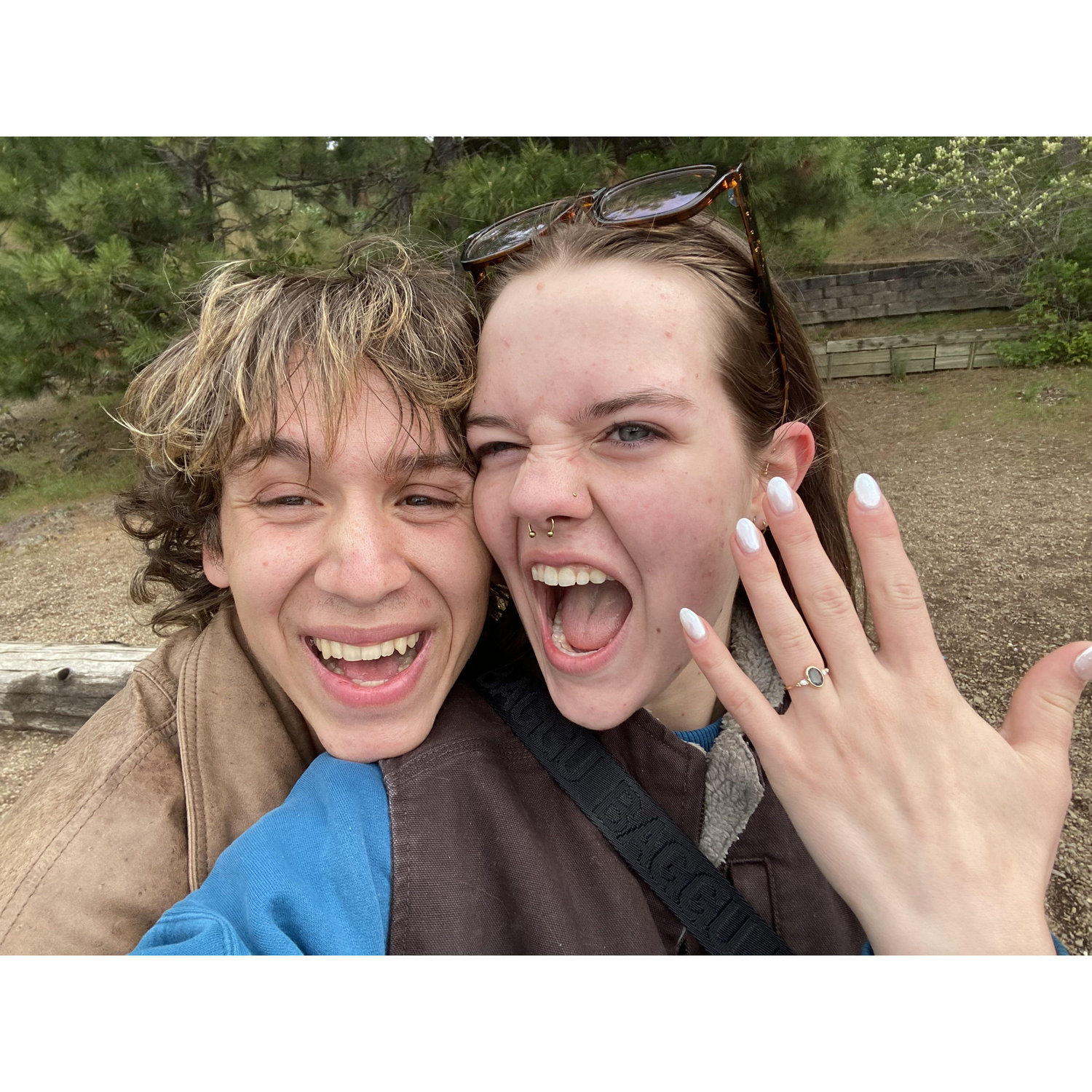 seconds after he asked me to marry him I insisted we take a picture