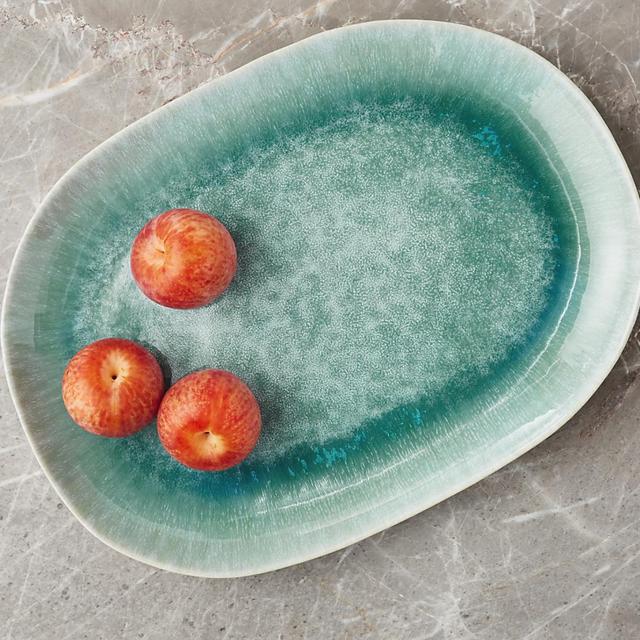 Crate and Barrel- Caspian Blue Reactive Glaze Serving Tray