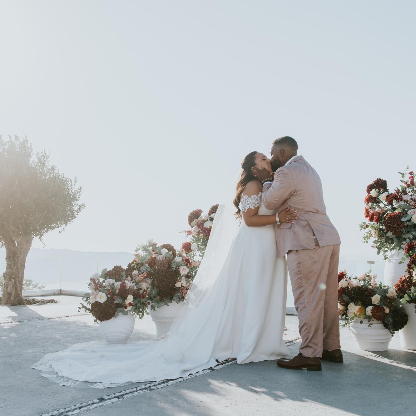 The first kiss as husband and wife