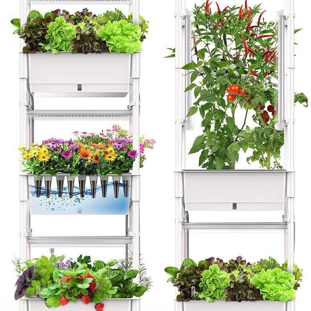 Hydroponics Growing System，Upgrade AOONEG 42 Pods Indoor Herb & Vegetables Garden with LED Grow Light，Plants Germination Kit，Automatic Timer，Pump System，Adjustable Height(42 Pods-3 Layers)