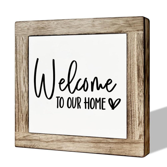 Welcome Sign, Wooden Box Signs for Home Decor, Freestanding Welcome Decor Sign, Farmhouse Decor for Entryway, Front Door Decor, Porch Decor, Housewarming Tabletop Decor, Welcome To Our Home