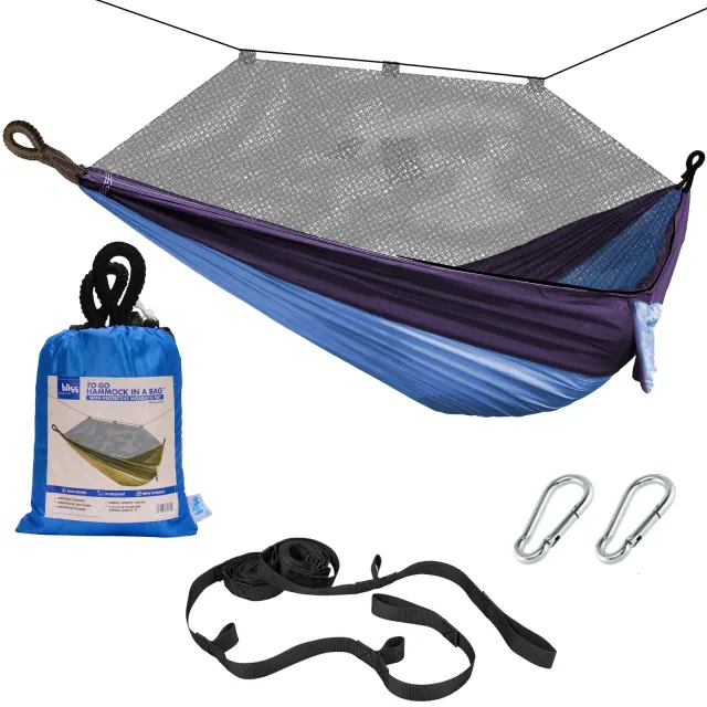 Bliss Hammocks Hammock in a Bag with Mosquito Net and Tree Straps, Royal Blue
