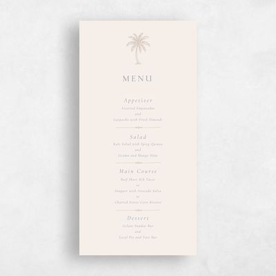 Linen, Beige Wedding Menu - Océan