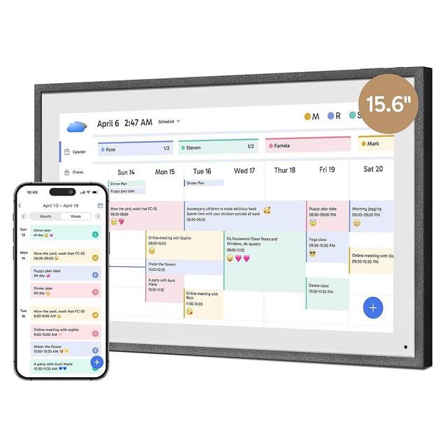 Dragon Touch 15.6" Digital Calendar Chore Chart – 1080P Full HD Interactive Touchscreen, Smart Family Planner, Hearth Display Digital Calendar Wall & Desk Mountable for Seamless Scheduling Black
