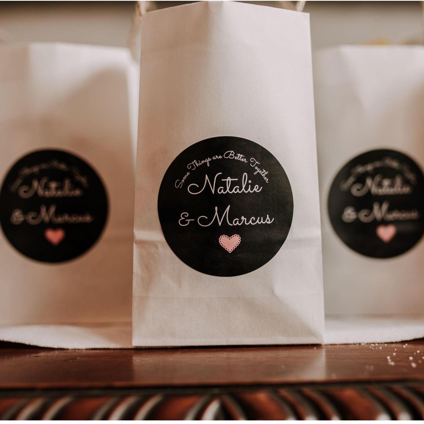 Party favors! Roasted peanuts and Swedish Fish go better together, just like Marcus and Natalie.