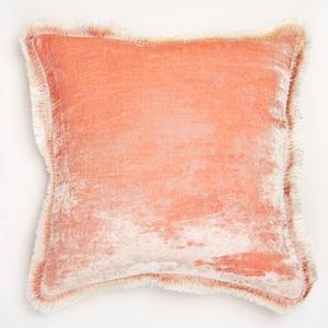 Anke DrechselSilk Velvet Fringe PillowPeach Rose