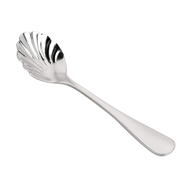 Hemoton Creative Sugar Spoons Smooth Stainless Steel Shell Shaped Dessert Spoons Mixing Tea Spoons Coffee Spoon Ice Cream Spoons for Home Kitchen