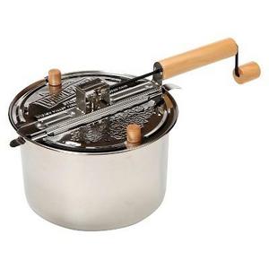 Wabash Valley Farms - Whirley-Pop™ Stainless Steel Stovetop Popcorn Popper with Real Theater All-Inclusive Popping Kit - Silver