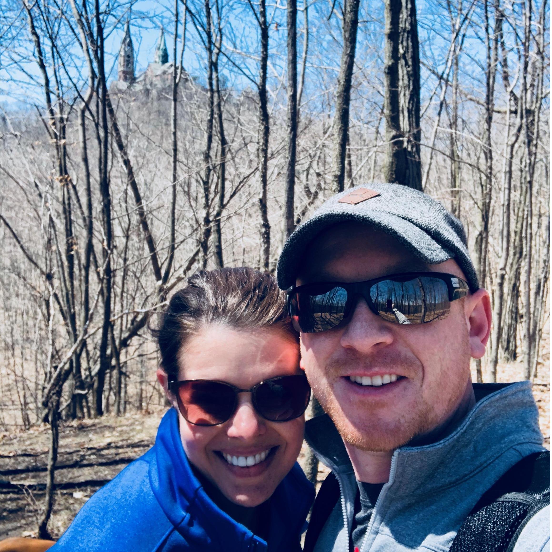 Our first photo! Hiking at Holy Hill with Maika and enjoying some sun on a spring day. April 2018