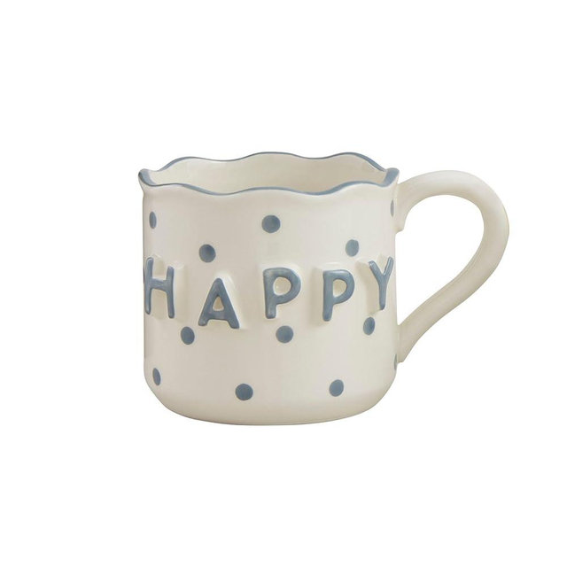 Mud Pie 20 oz Wavy Mug, WHite