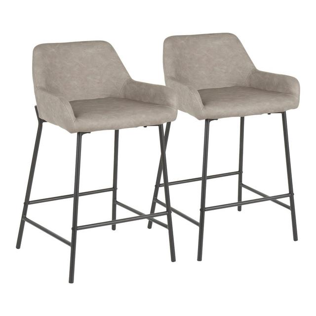 Set of 2 Daniella Industrial Counter Height Barstool Gray -LumiSource