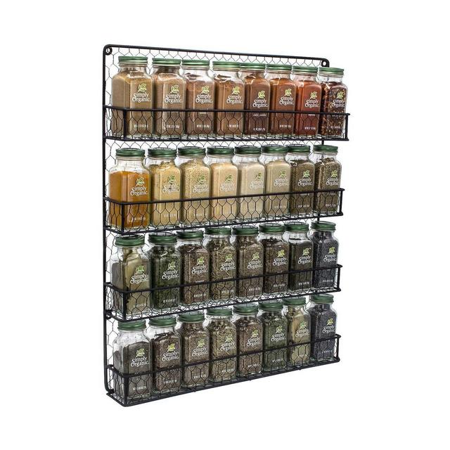 Sorbus 4 Tier Black Wall Mounted Spice Rack Storage Organizer