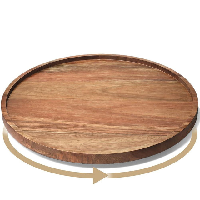 VERTORGAN Lazy Susan Organizer for Kitchen,Acacia Wood Turntable for Cabinet, Pantry, Table, Countertop, Vanity, Spice Rack（Large）