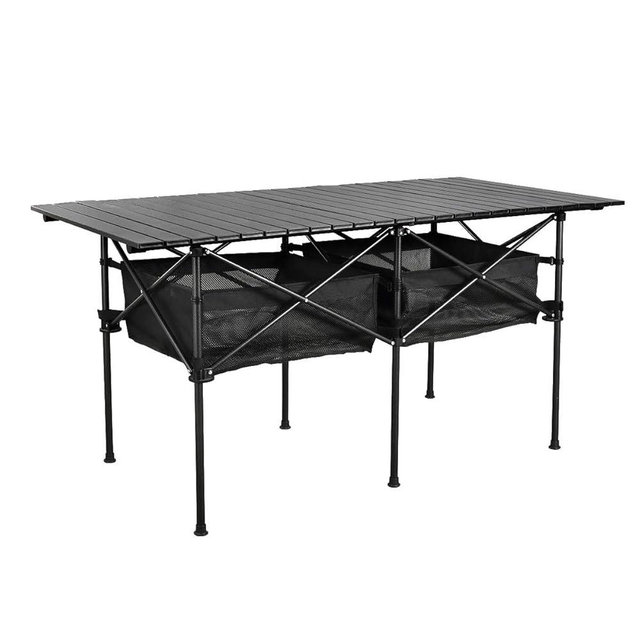 WUROMISE Sanny LargeOutdoor Folding Picnic Camping Table,55"X 27.56"Portable Aluminum Roll-up Table with Storage Carry Bag for RV Travel,Indoor,Outdoor,Camping, Beach,Backyard,BBQ,Party,Patio,Picnic