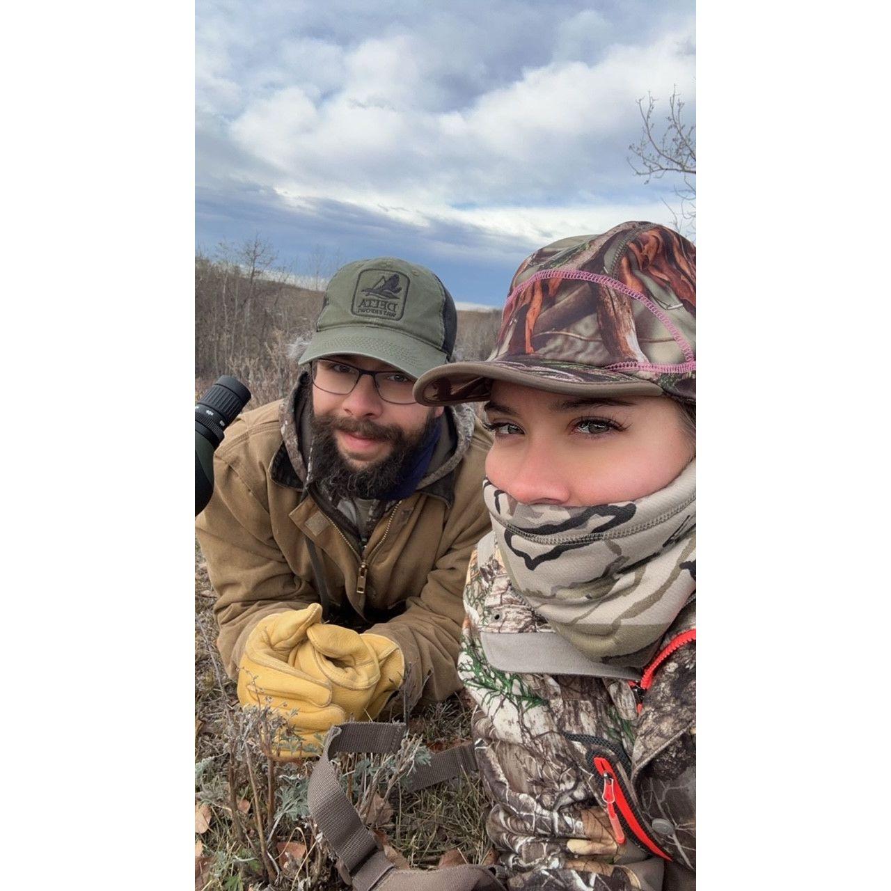 Hunting buddies!! Khristen is a good spot buddy for Brandon.