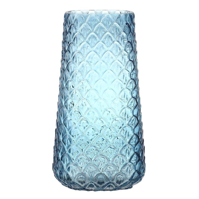 MARTAGE Glass Vase, Blue Flower Vase for Bouquet, Large Glass Vases for Flowers, Modern Vases for Living Room, Bedroom, Dining Table, Office, Kitchen, Wedding, 9 Inches