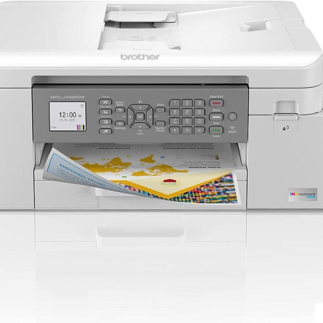 Brother MFC-J4335DW INKvestment Tank All-in-One Printer with Duplex and Wireless Printing Plus Up to 1-Year of Ink in-Box (Renewed Premium), White