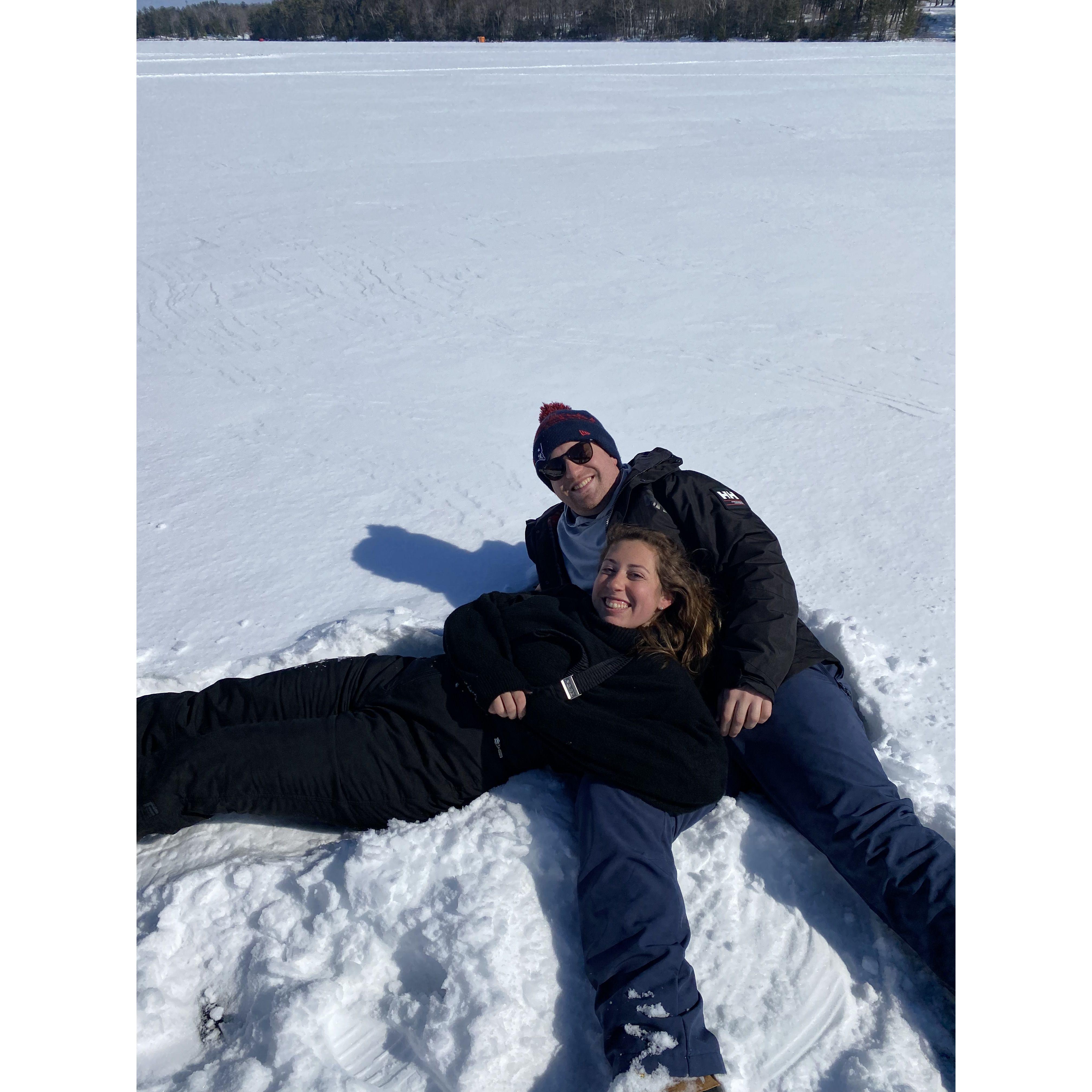 Here we are on the lake next to Leah's grandma's house in Pittsfield!