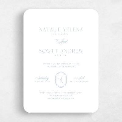 Blue Rounded Wedding Invitation - Korina Portrait