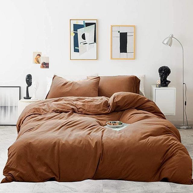 Wellboo Pumpkin Color Comforter Sets Burnt Orange Bedding Sets Solid Color Bed King Modern Dark Color Soft Cotton Quilts Plain Color Comforter Women Girls Dorm Quilt Luxury Pumpkin Comforter