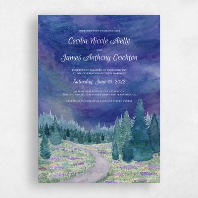 Night, Blue Wedding Invitation - Atchison Forest
