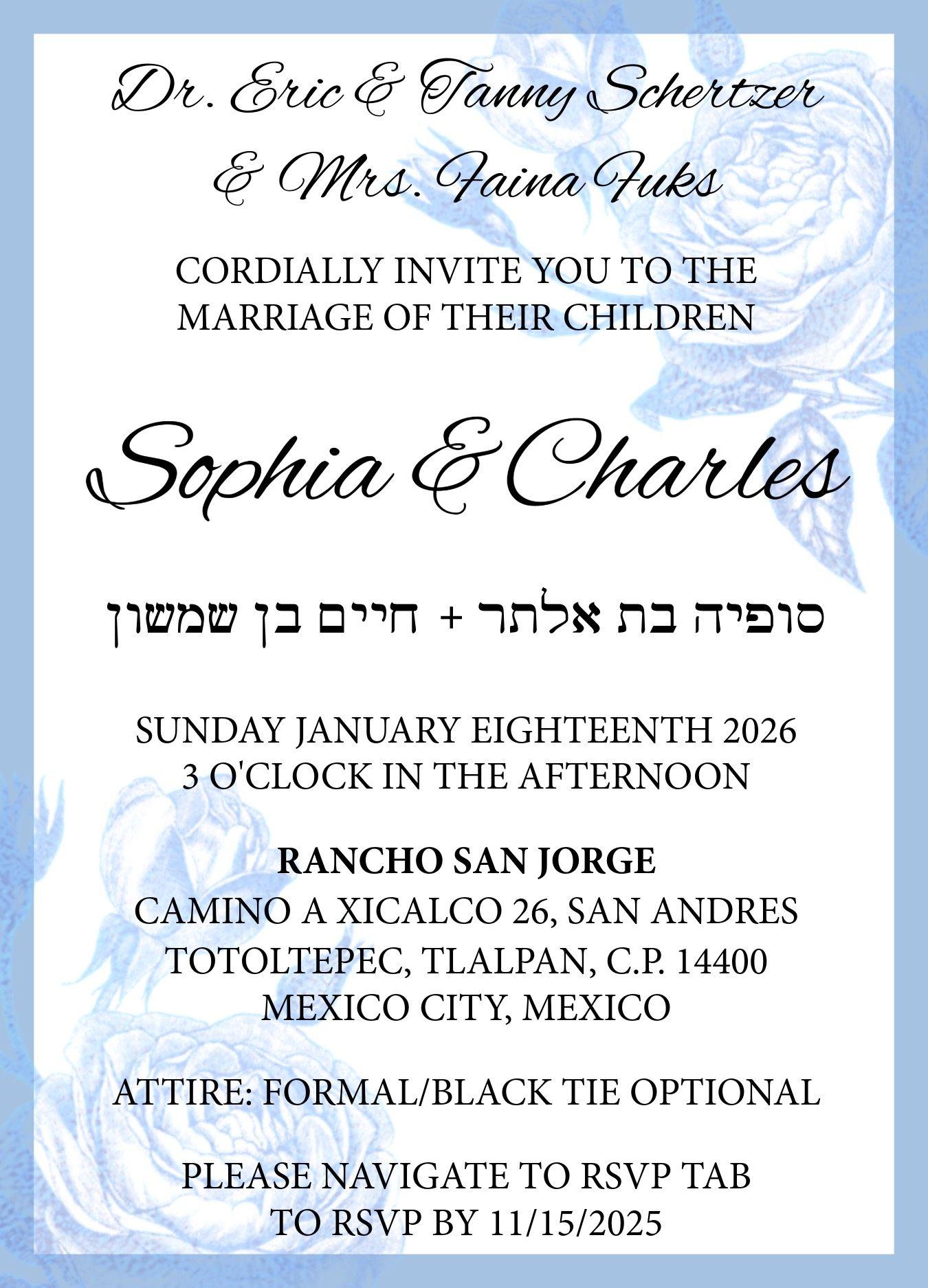 The Wedding Website of Sophia Schertzer and Charles Fuks