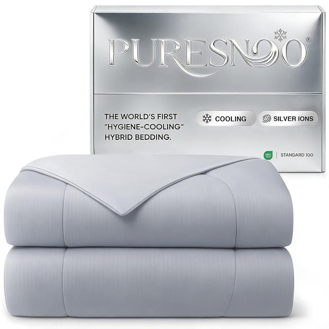 puresnoo Cooling Comforter, Silver Infused Cooling Blanket for Hot Sleepers, Lightweight & Breathable Comforter for All Season, Dual-Sided Cool Tech Blanket for Night Sweats (Gray, King/Cali King)